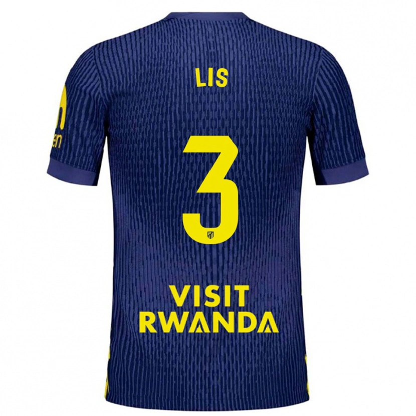 Danxen Børn Adrian Lis #3 Navy Gul Udebane Spillertrøjer 2025/26 Trøje T-Shirt