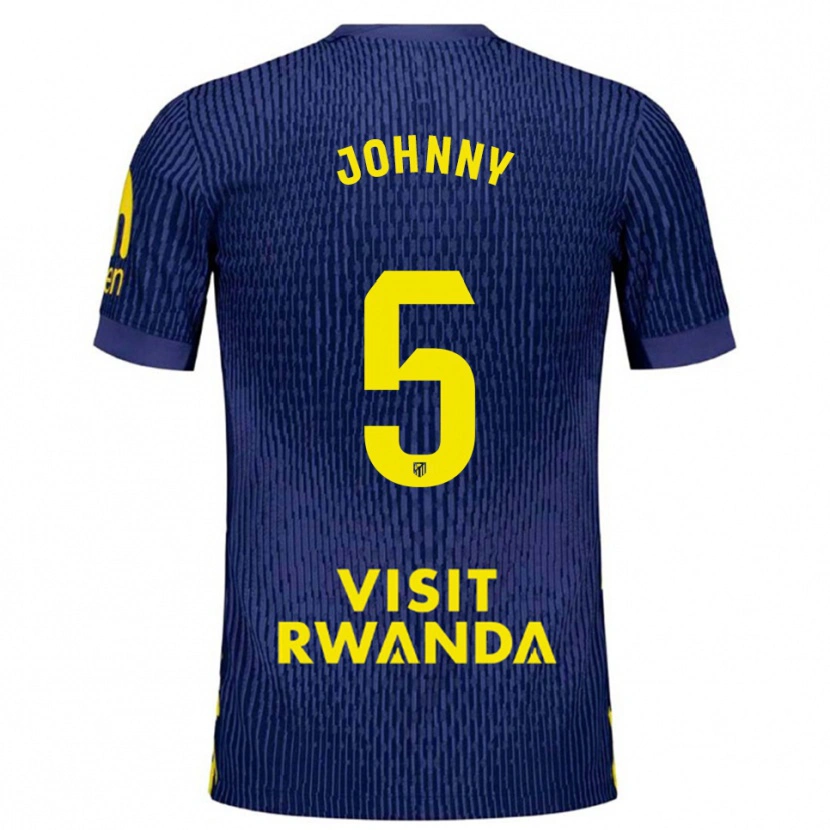 Danxen Børn Johnny Cardoso #5 Navy Gul Udebane Spillertrøjer 2025/26 Trøje T-Shirt