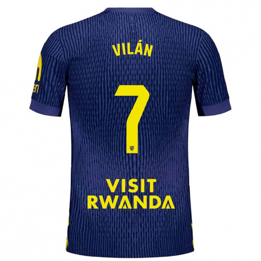 Danxen Børn David Vilán #7 Navy Gul Udebane Spillertrøjer 2025/26 Trøje T-Shirt