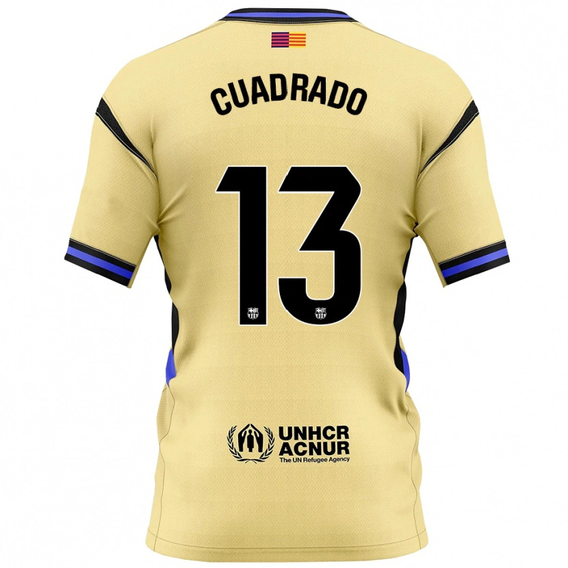 Danxen Børn Adrián Cuadrado #13 Gul Sort Udebane Spillertrøjer 2025/26 Trøje T-Shirt