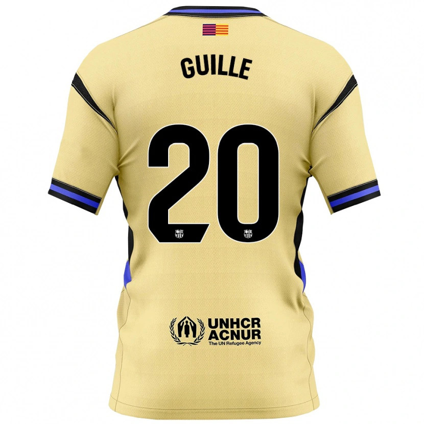 Danxen Børn Guille Fernández #20 Gul Sort Udebane Spillertrøjer 2025/26 Trøje T-Shirt