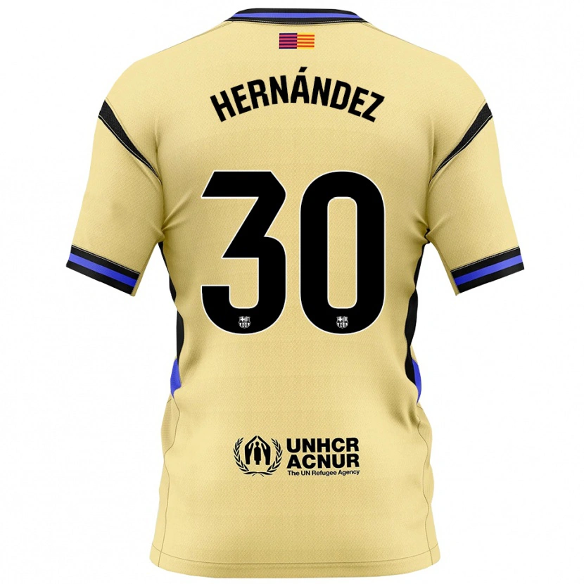 Danxen Børn Juan Hernández #30 Gul Sort Udebane Spillertrøjer 2025/26 Trøje T-Shirt