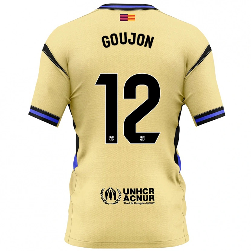 Danxen Børn Iker Goujon #12 Gul Sort Udebane Spillertrøjer 2025/26 Trøje T-Shirt