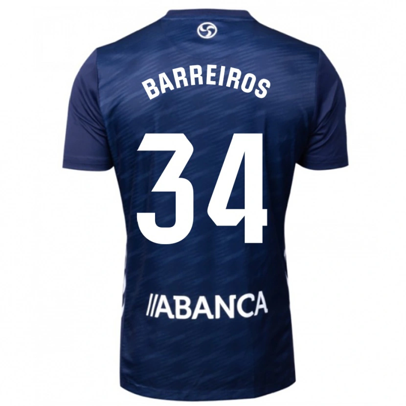 Danxen Børn Iago Barreiros #34 Navy Hvid Udebane Spillertrøjer 2025/26 Trøje T-Shirt