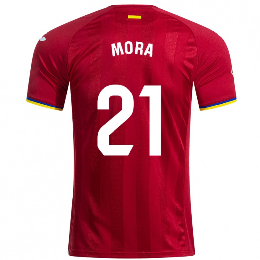 Danxen Børn Adrià Mora #21 Rød Gul Blå Udebane Spillertrøjer 2025/26 Trøje T-Shirt