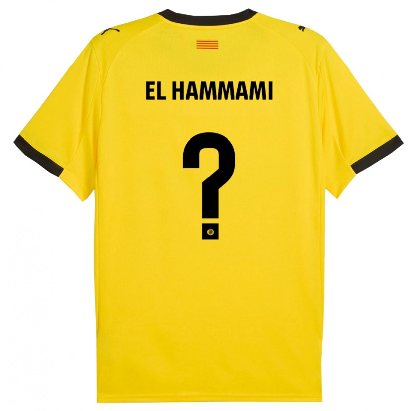 Danxen Børn Ayoub El Hammami #0 Gul Sort Udebane Spillertrøjer 2025/26 Trøje T-Shirt