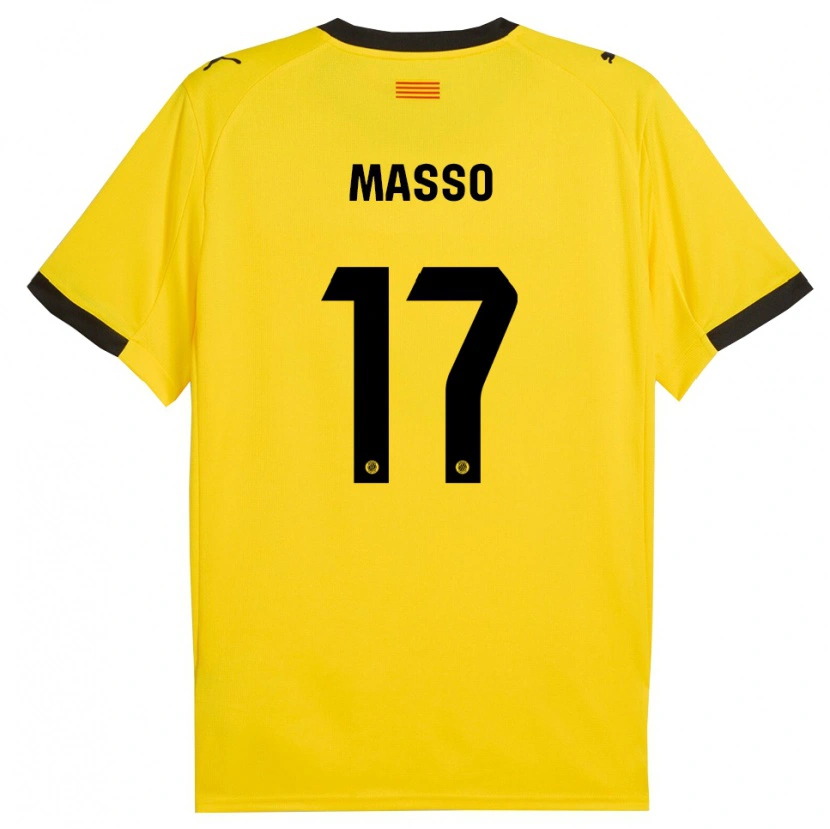 Danxen Børn Ainoa Massó #17 Gul Sort Udebane Spillertrøjer 2025/26 Trøje T-Shirt