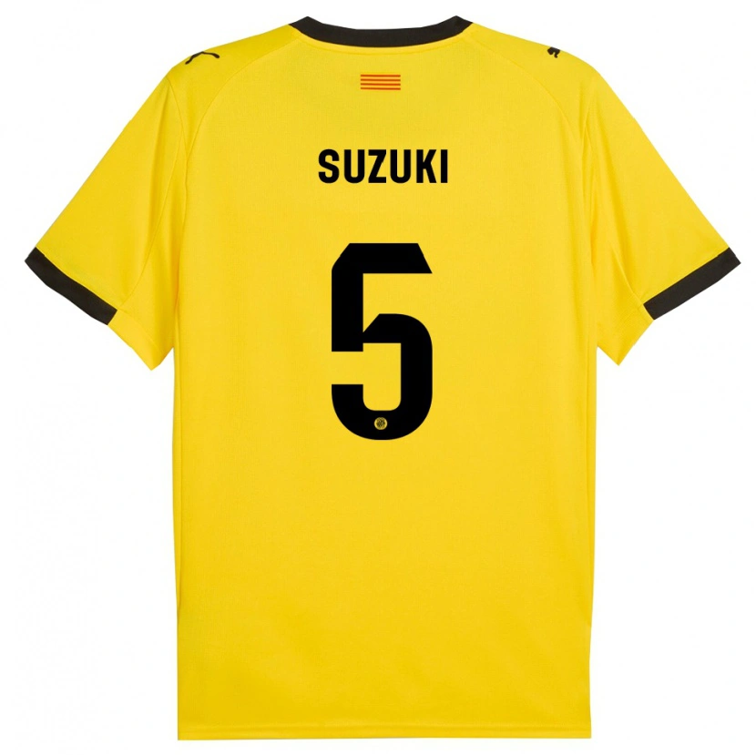 Danxen Børn Wadi Ibrahim Suzuki #5 Gul Sort Udebane Spillertrøjer 2025/26 Trøje T-Shirt