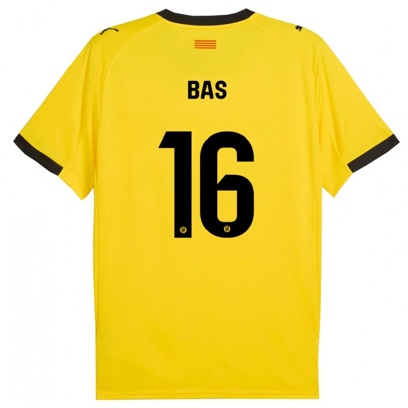 Danxen Børn Jordi Bas #16 Gul Sort Udebane Spillertrøjer 2025/26 Trøje T-Shirt