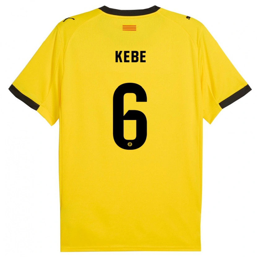 Danxen Børn Ibrahima Kébé #6 Gul Sort Udebane Spillertrøjer 2025/26 Trøje T-Shirt