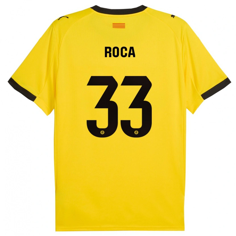 Danxen Børn Joel Roca #33 Gul Sort Udebane Spillertrøjer 2025/26 Trøje T-Shirt
