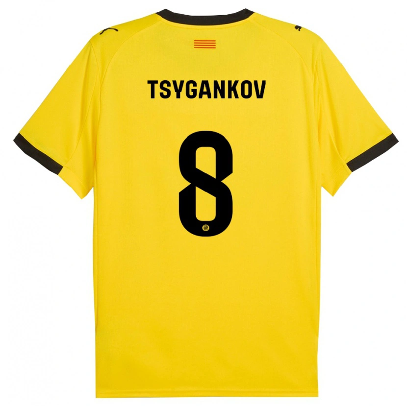 Danxen Børn Viktor Tsygankov #8 Gul Sort Udebane Spillertrøjer 2025/26 Trøje T-Shirt