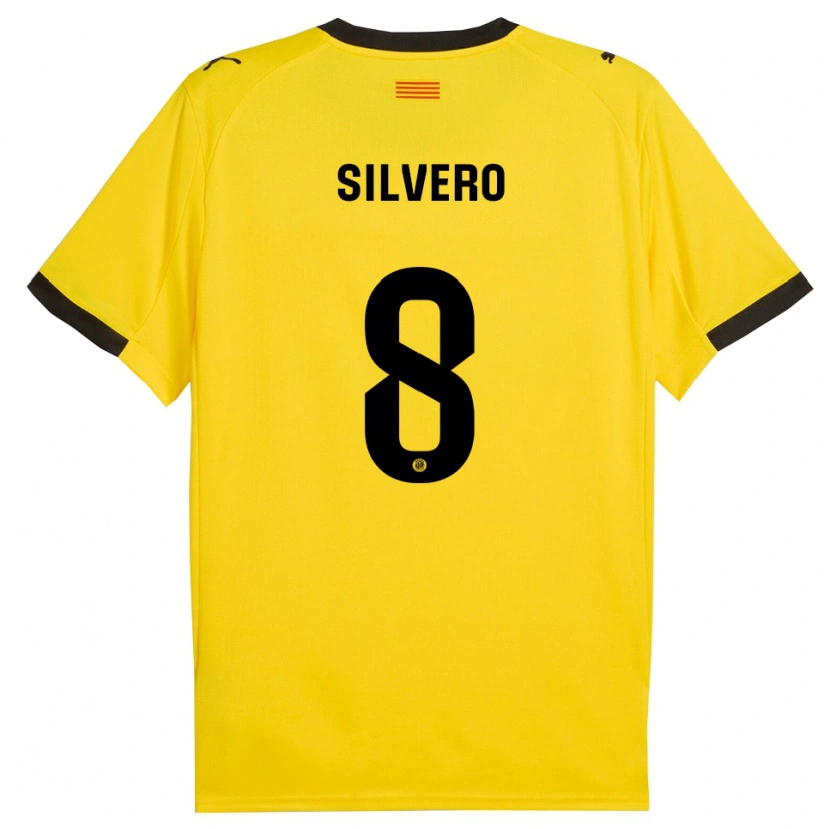 Danxen Børn Pol Silvero #8 Gul Sort Udebane Spillertrøjer 2025/26 Trøje T-Shirt