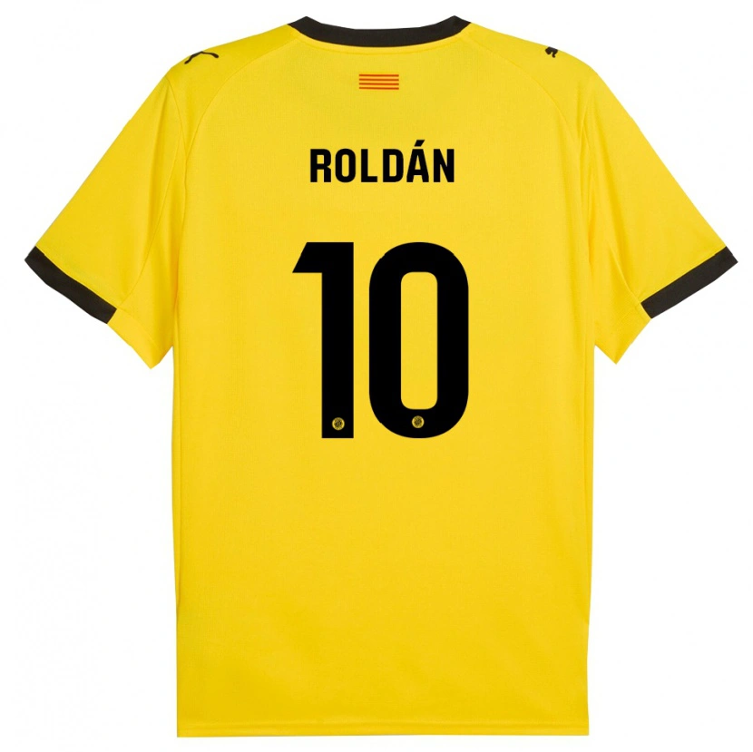 Danxen Børn Marcos Roldán #10 Gul Sort Udebane Spillertrøjer 2025/26 Trøje T-Shirt