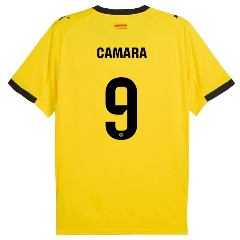 Danxen Børn Dawda Camara #9 Gul Sort Udebane Spillertrøjer 2025/26 Trøje T-Shirt