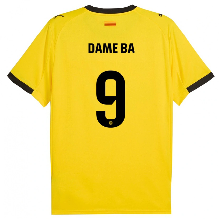 Danxen Børn Papa Dame Ba #9 Gul Sort Udebane Spillertrøjer 2025/26 Trøje T-Shirt