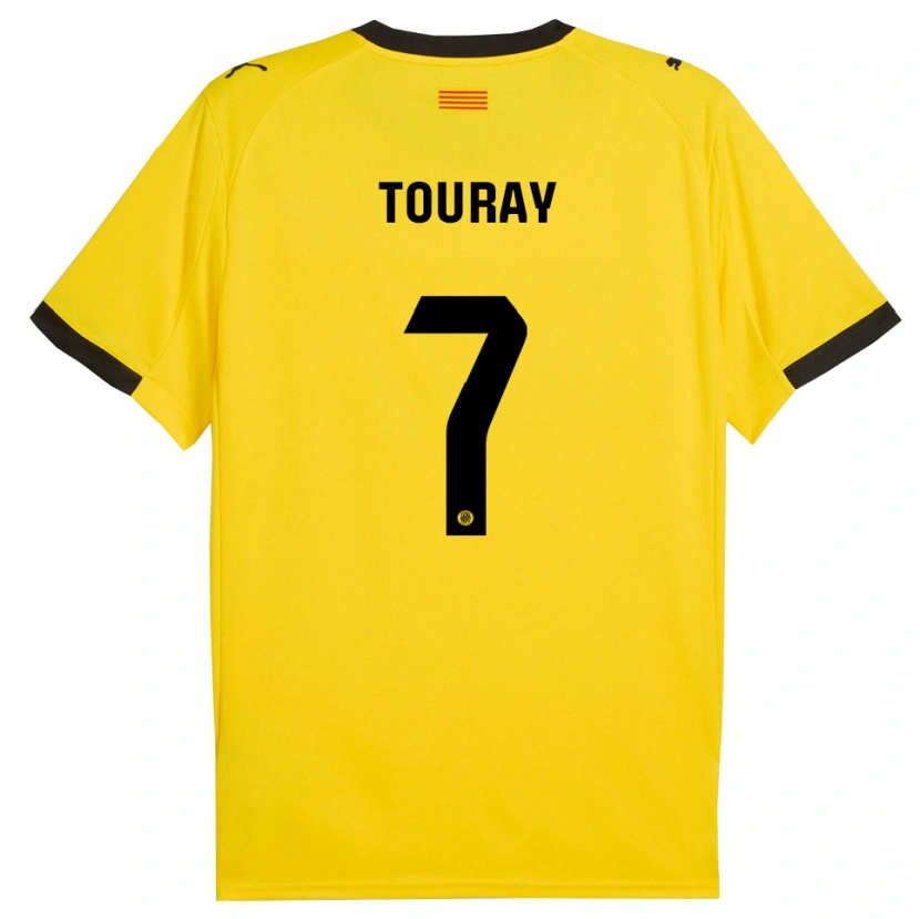 Danxen Børn Muhammed Touray #7 Gul Sort Udebane Spillertrøjer 2025/26 Trøje T-Shirt