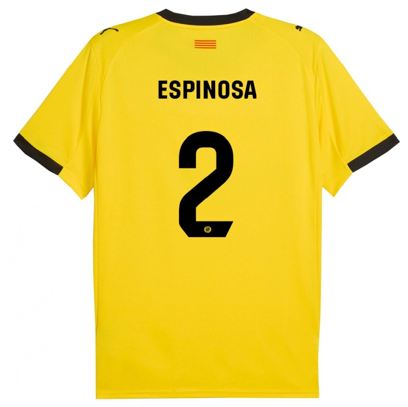 Danxen Børn Bernardo Espinosa #2 Gul Sort Udebane Spillertrøjer 2025/26 Trøje T-Shirt