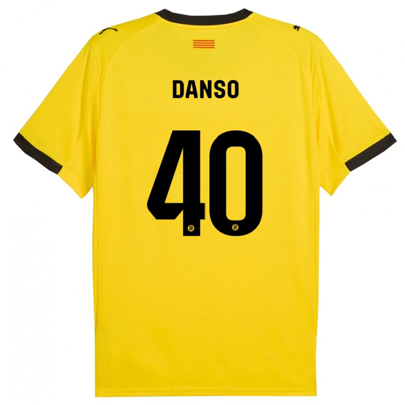 Danxen Børn Jordi Danso #40 Gul Sort Udebane Spillertrøjer 2025/26 Trøje T-Shirt