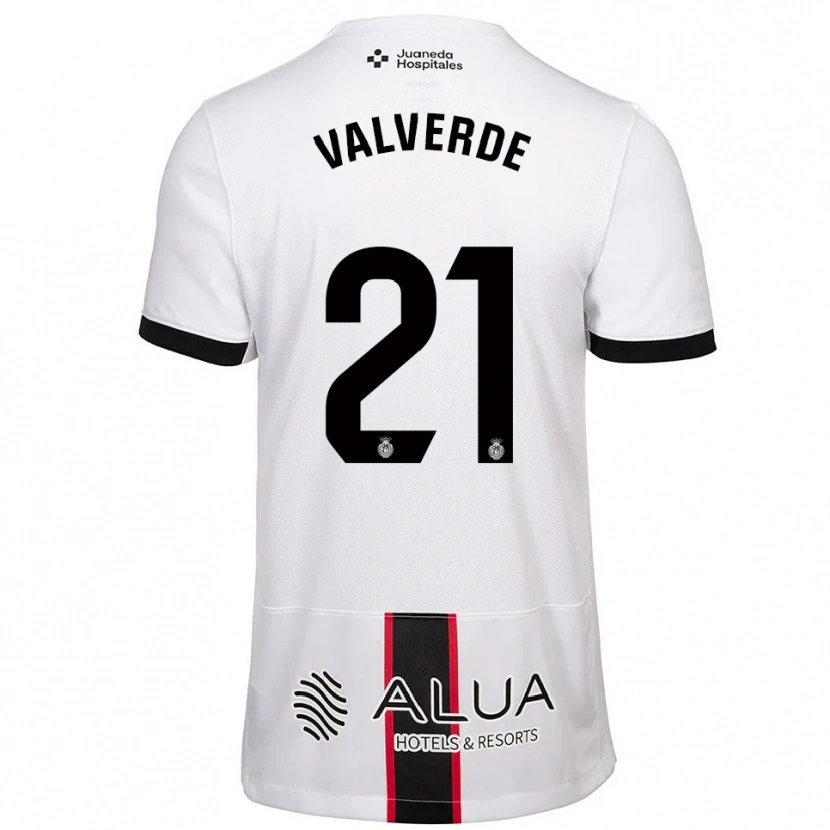 Danxen Børn David Valverde #21 Hvid Sort Udebane Spillertrøjer 2025/26 Trøje T-Shirt