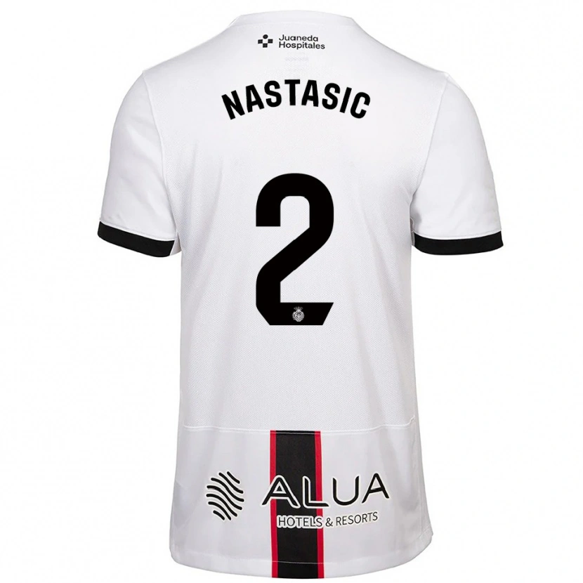 Danxen Børn Matija Nastasic #2 Hvid Sort Udebane Spillertrøjer 2025/26 Trøje T-Shirt