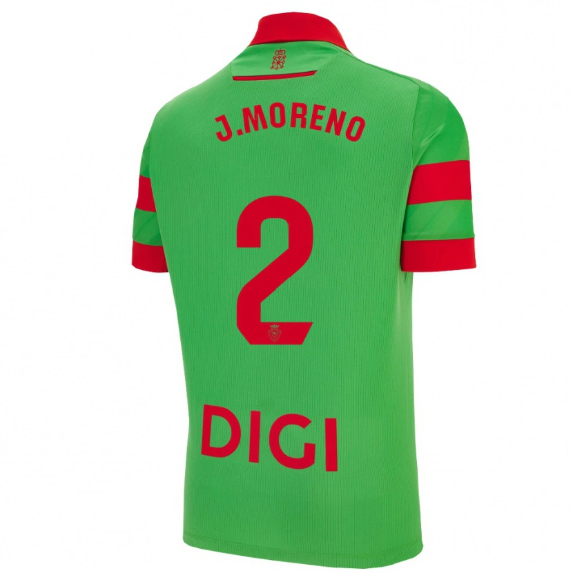Danxen Børn Jorge Moreno #2 Grøn Rød Udebane Spillertrøjer 2025/26 Trøje T-Shirt