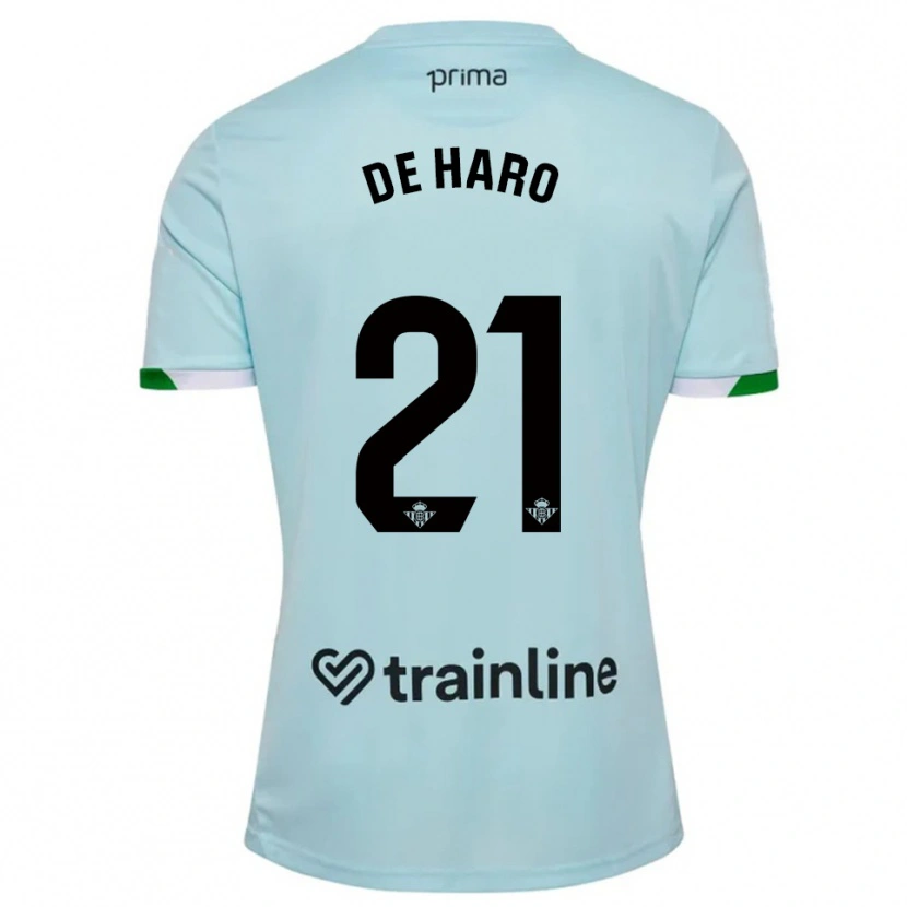 Danxen Børn Alberto De Haro #21 Himmelblå Grøn Udebane Spillertrøjer 2025/26 Trøje T-Shirt