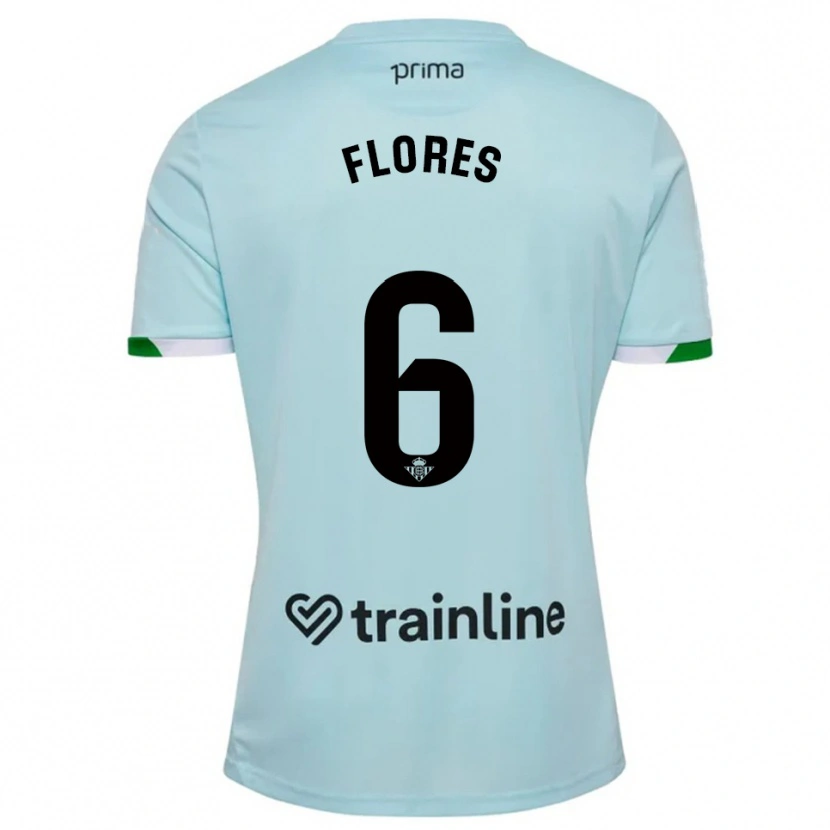Danxen Børn Mateo Flores #6 Himmelblå Grøn Udebane Spillertrøjer 2025/26 Trøje T-Shirt