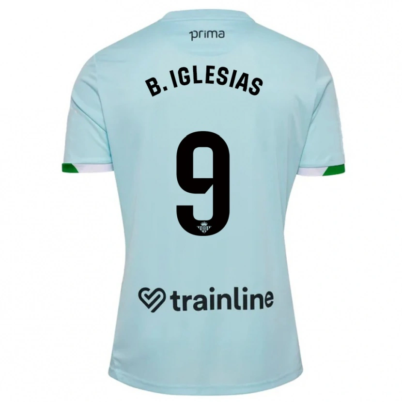 Danxen Børn Borja Iglesias #9 Himmelblå Grøn Udebane Spillertrøjer 2025/26 Trøje T-Shirt