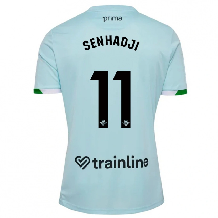 Danxen Børn Yanis Senhadji #11 Himmelblå Grøn Udebane Spillertrøjer 2025/26 Trøje T-Shirt
