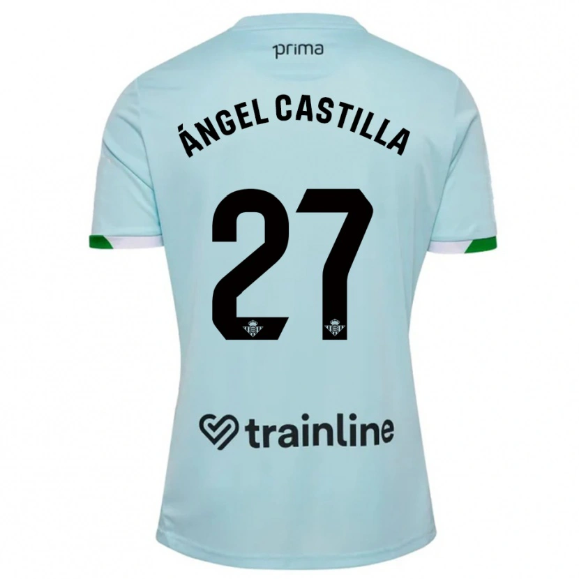 Danxen Børn Miguel Ángel Castilla #27 Himmelblå Grøn Udebane Spillertrøjer 2025/26 Trøje T-Shirt