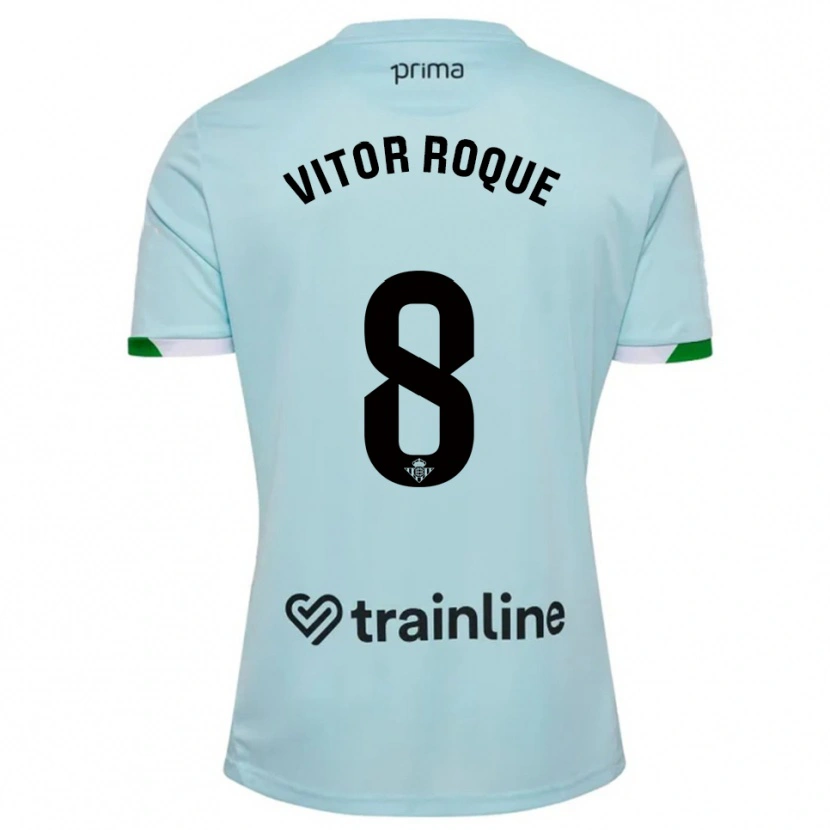 Danxen Børn Vitor Roque #8 Himmelblå Grøn Udebane Spillertrøjer 2025/26 Trøje T-Shirt