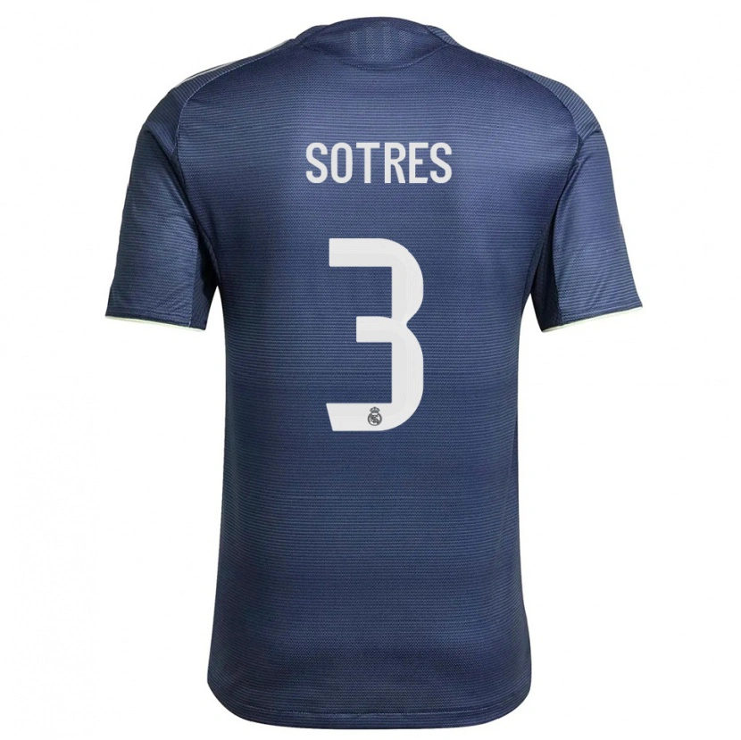 Danxen Børn Alfredo Sotres #3 Navy Sølv Udebane Spillertrøjer 2025/26 Trøje T-Shirt