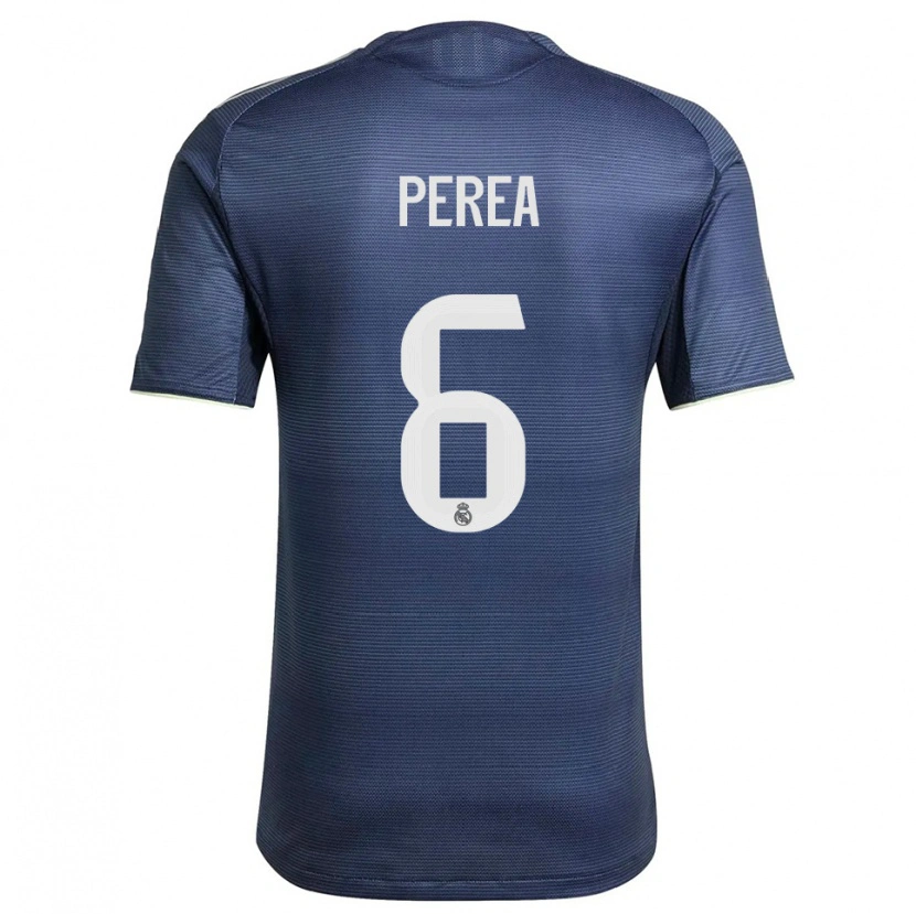 Danxen Børn Cristian Perea #6 Navy Sølv Udebane Spillertrøjer 2025/26 Trøje T-Shirt