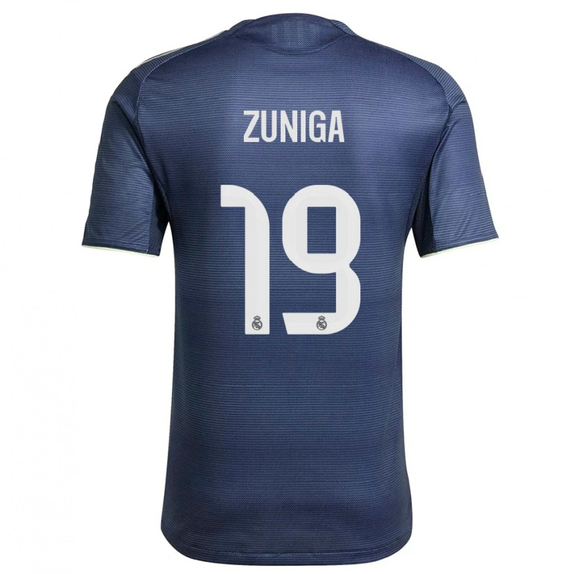 Danxen Børn Loren Zúñiga #19 Navy Sølv Udebane Spillertrøjer 2025/26 Trøje T-Shirt