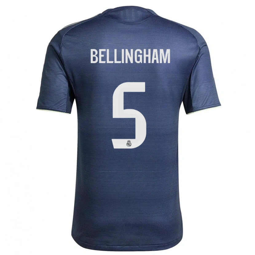 Danxen Børn Jude Bellingham #5 Navy Sølv Udebane Spillertrøjer 2025/26 Trøje T-Shirt