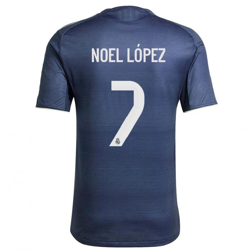 Danxen Børn Noel López #7 Navy Sølv Udebane Spillertrøjer 2025/26 Trøje T-Shirt