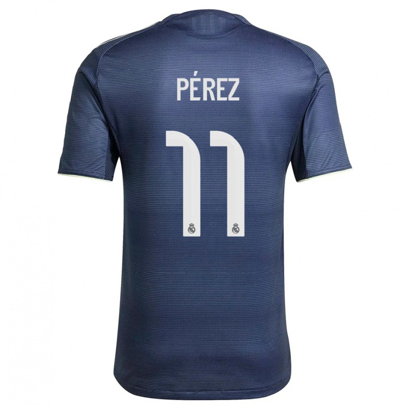 Danxen Børn Adrián Pérez #11 Navy Sølv Udebane Spillertrøjer 2025/26 Trøje T-Shirt