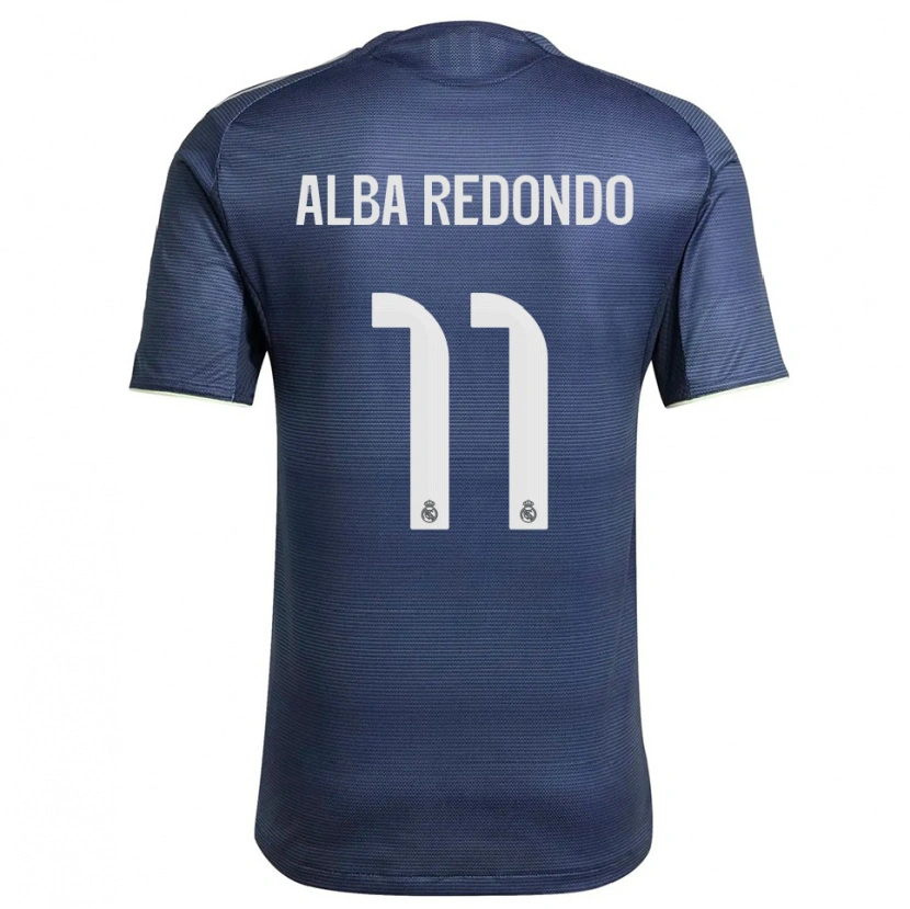 Danxen Børn Alba Redondo #11 Navy Sølv Udebane Spillertrøjer 2025/26 Trøje T-Shirt