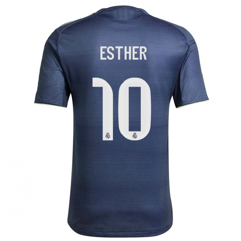 Danxen Børn Esther Gonzalez #10 Navy Sølv Udebane Spillertrøjer 2025/26 Trøje T-Shirt