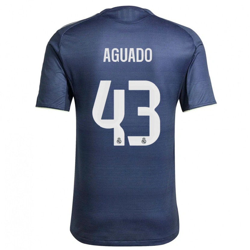 Danxen Børn Diego Aguado #43 Navy Sølv Udebane Spillertrøjer 2025/26 Trøje T-Shirt