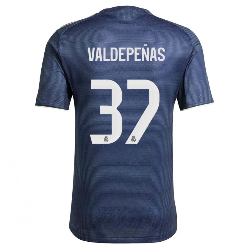Danxen Børn Víctor Valdepeñas #37 Navy Sølv Udebane Spillertrøjer 2025/26 Trøje T-Shirt