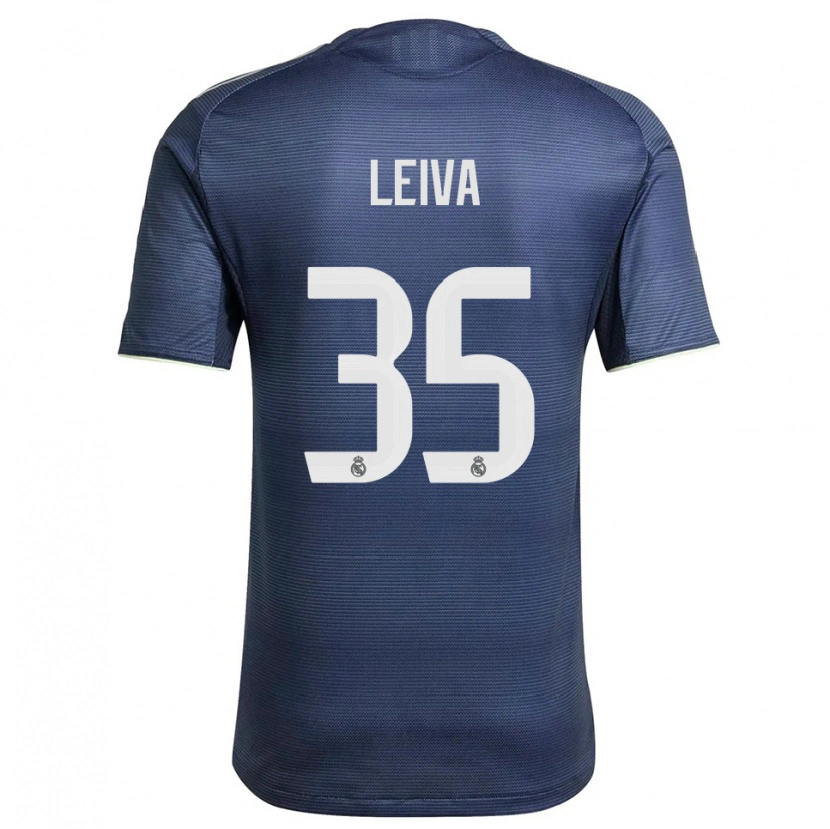 Danxen Børn Álvaro Leiva #35 Navy Sølv Udebane Spillertrøjer 2025/26 Trøje T-Shirt