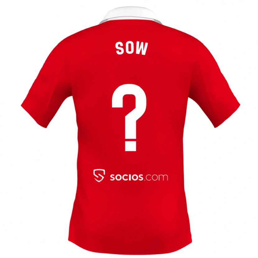 Danxen Børn Bakary Sow #0 Rød Hvid Grå Udebane Spillertrøjer 2025/26 Trøje T-Shirt