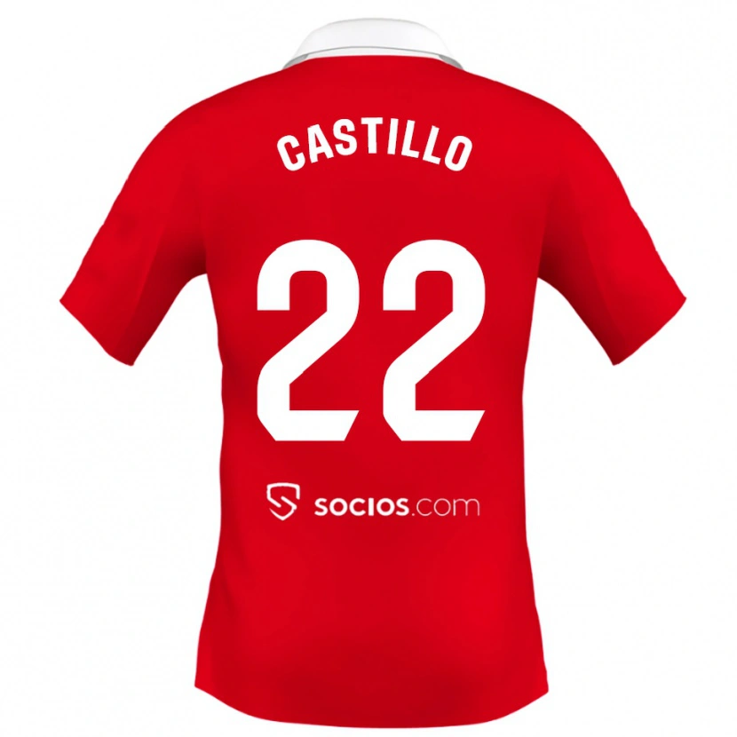 Danxen Børn José Castillo #22 Rød Hvid Grå Udebane Spillertrøjer 2025/26 Trøje T-Shirt