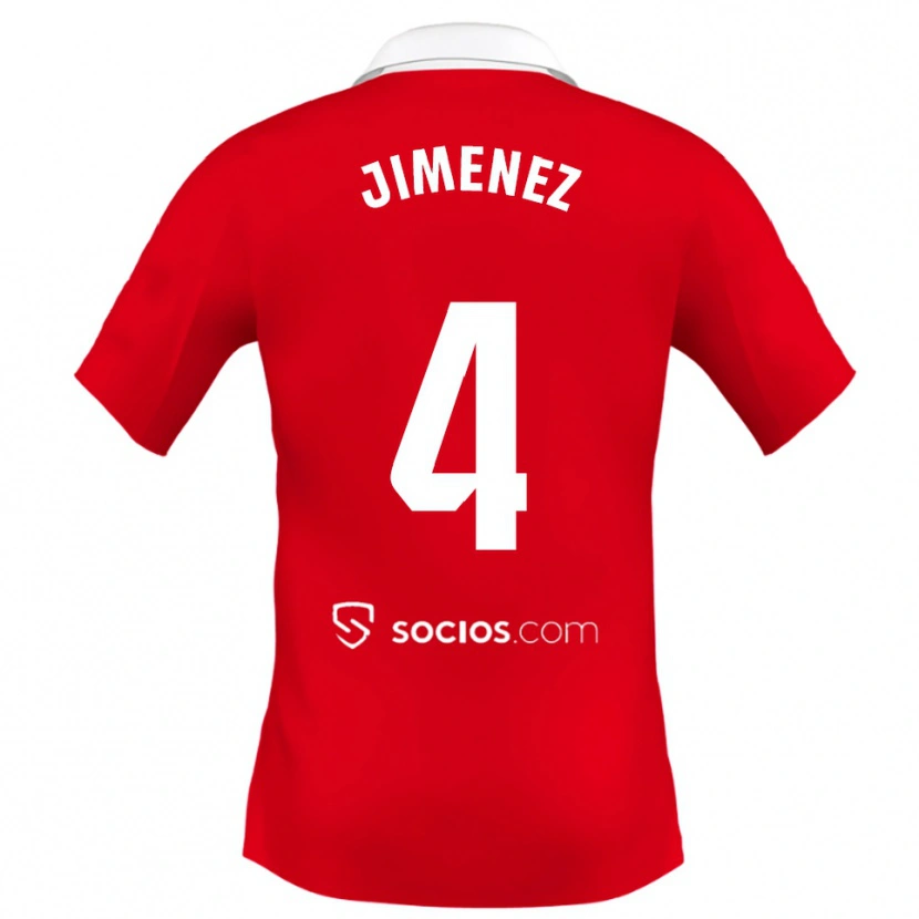 Danxen Børn Diego Jiménez #4 Rød Hvid Grå Udebane Spillertrøjer 2025/26 Trøje T-Shirt