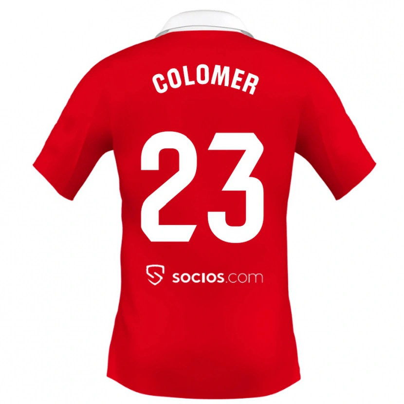 Danxen Børn Carlos Colomer #23 Rød Hvid Grå Udebane Spillertrøjer 2025/26 Trøje T-Shirt