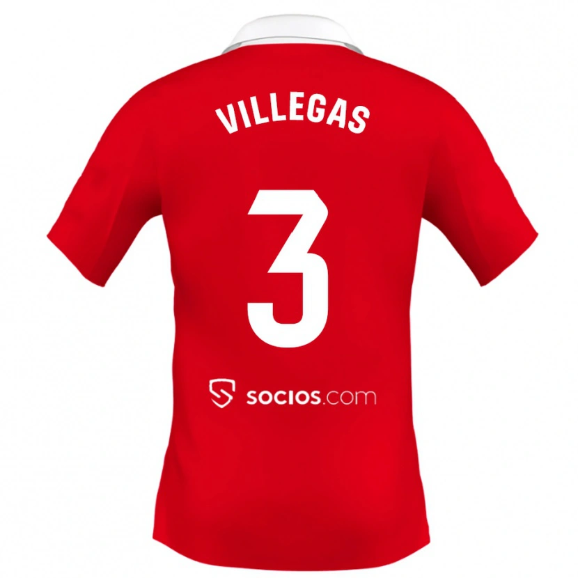 Danxen Børn Juancho Villegas #3 Rød Hvid Grå Udebane Spillertrøjer 2025/26 Trøje T-Shirt