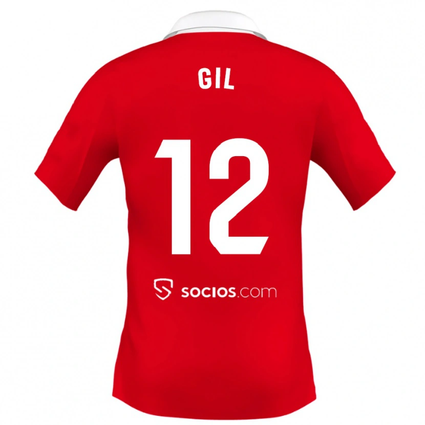 Danxen Børn Dani Gil #12 Rød Hvid Grå Udebane Spillertrøjer 2025/26 Trøje T-Shirt