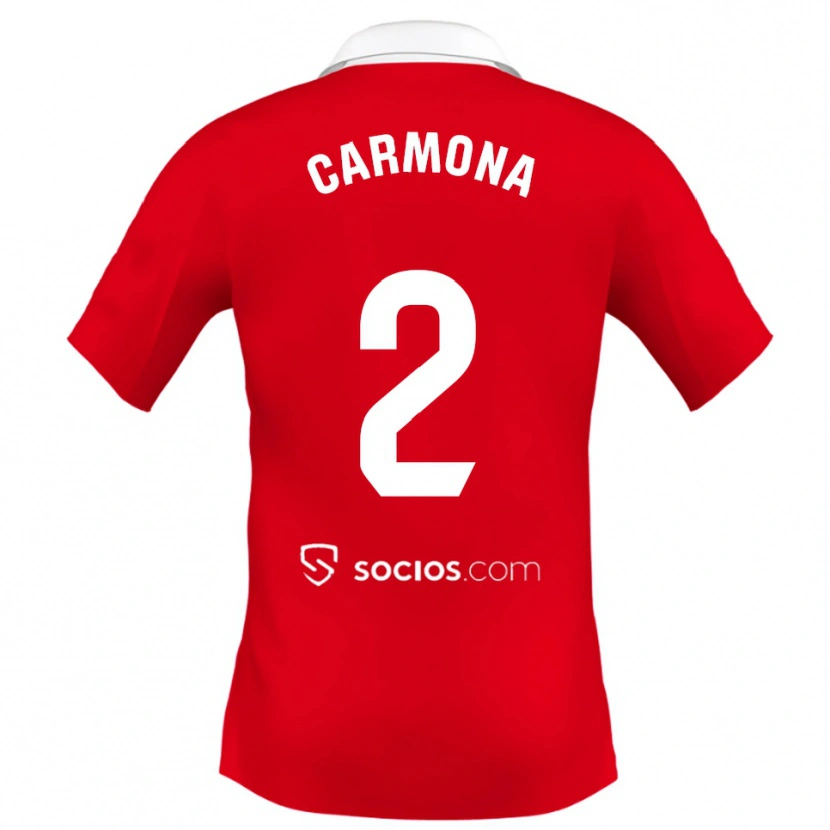 Danxen Børn José Ángel Carmona #2 Rød Hvid Grå Udebane Spillertrøjer 2025/26 Trøje T-Shirt